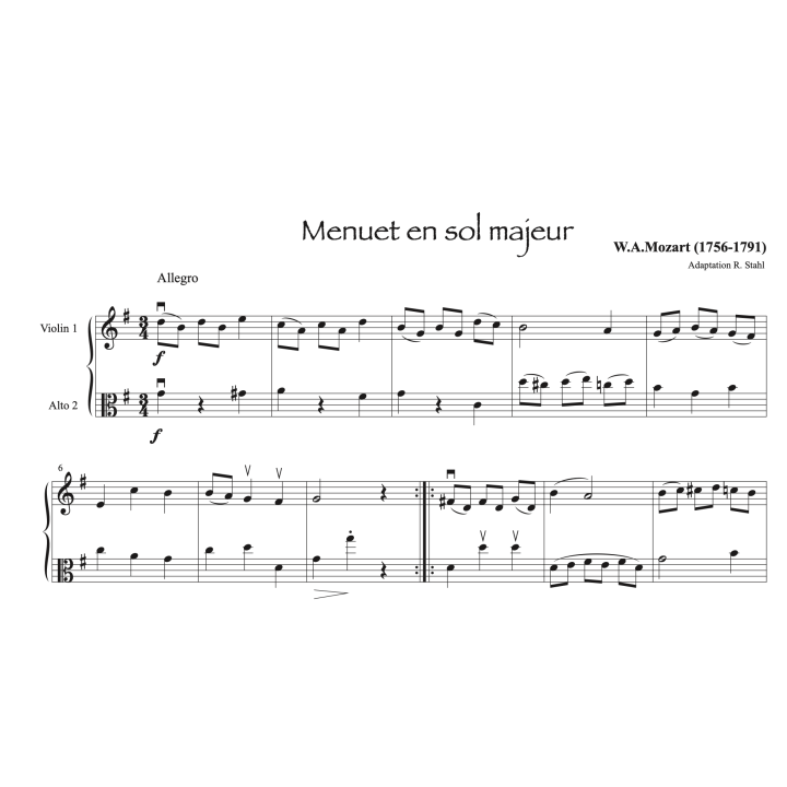Mozart - Menuet en sol majeur - violon et alto