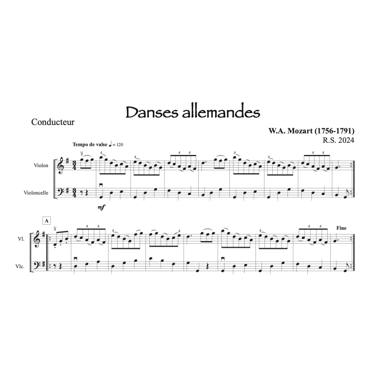 Mozart - Danses allemandes - Violon et violoncelle