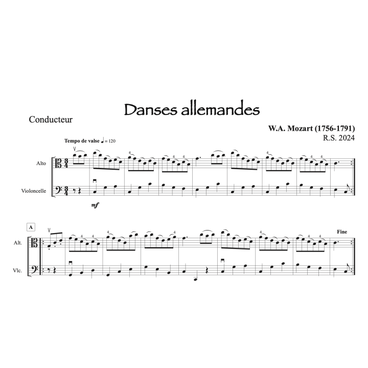 Mozart - Danses allemandes - Alto et violoncelle