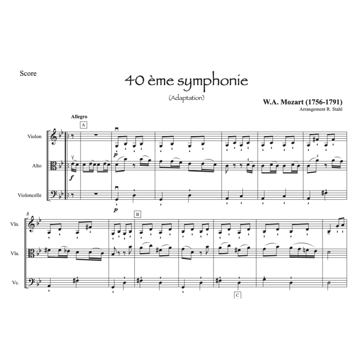 W.A. Mozart - 40ème symphonie - Trio à cordes