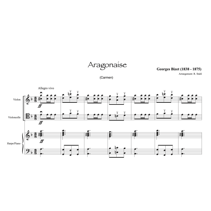 Bizet - Carmen - Violon, violoncelle et harpe (ou piano)