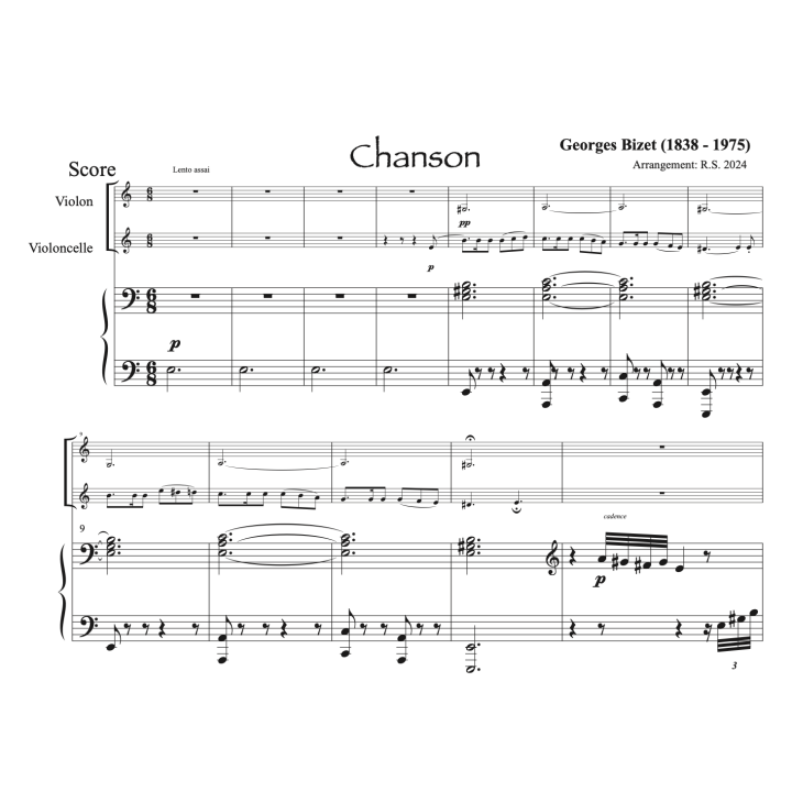 Bizet - Carmen - Violon, violoncelle et harpe (ou piano)