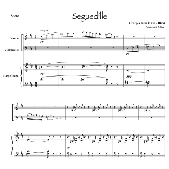 Bizet - Carmen - Violon, violoncelle et harpe (ou piano)