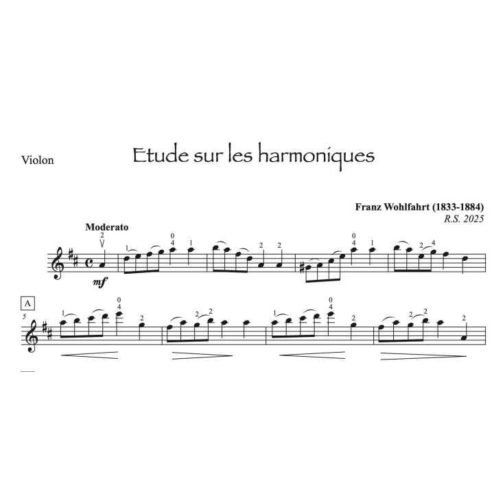 Wohlfahrt - Etude sur les harmoniques - violon et piano