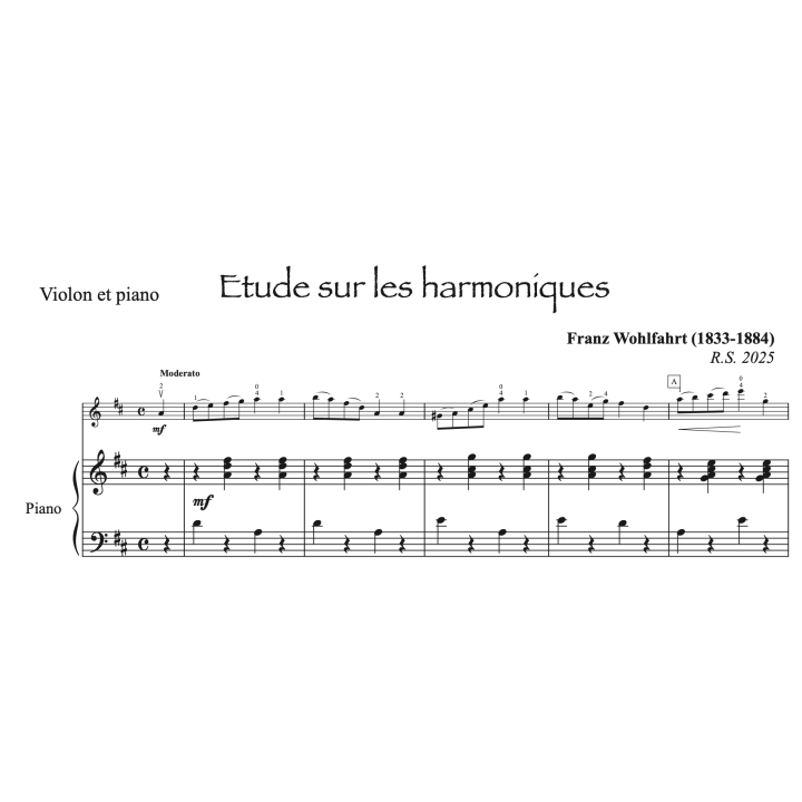 Wohlfahrt - Etude sur les harmoniques - violon et piano