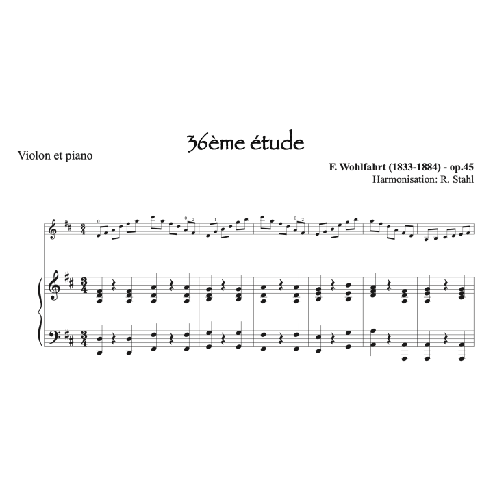 Wholfahrt - Etude op.45 n°36 - Violon et piano