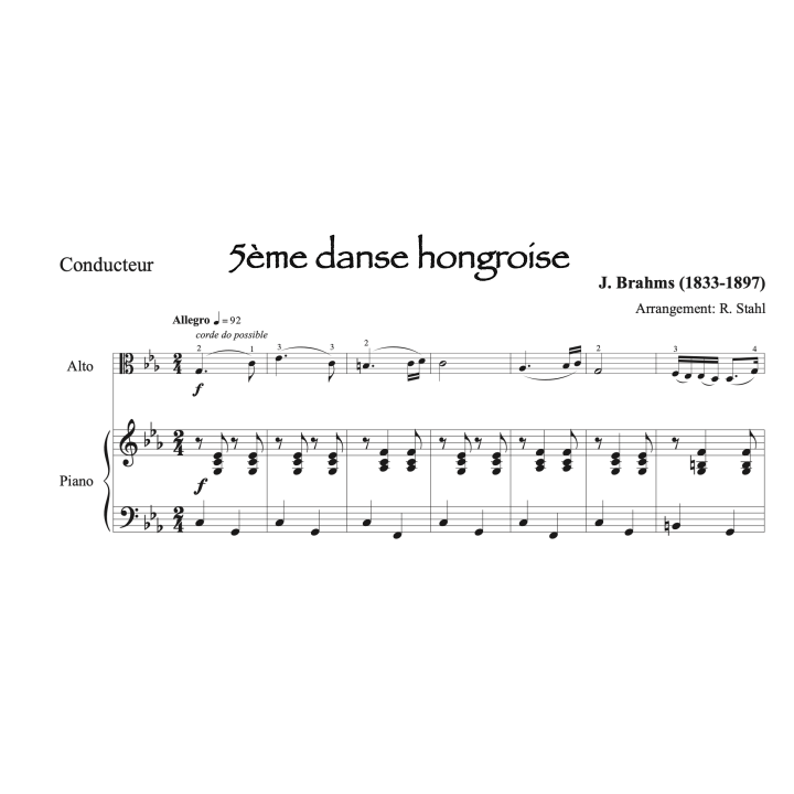 Brahms - 5ème danse hongroise - Alto et piano