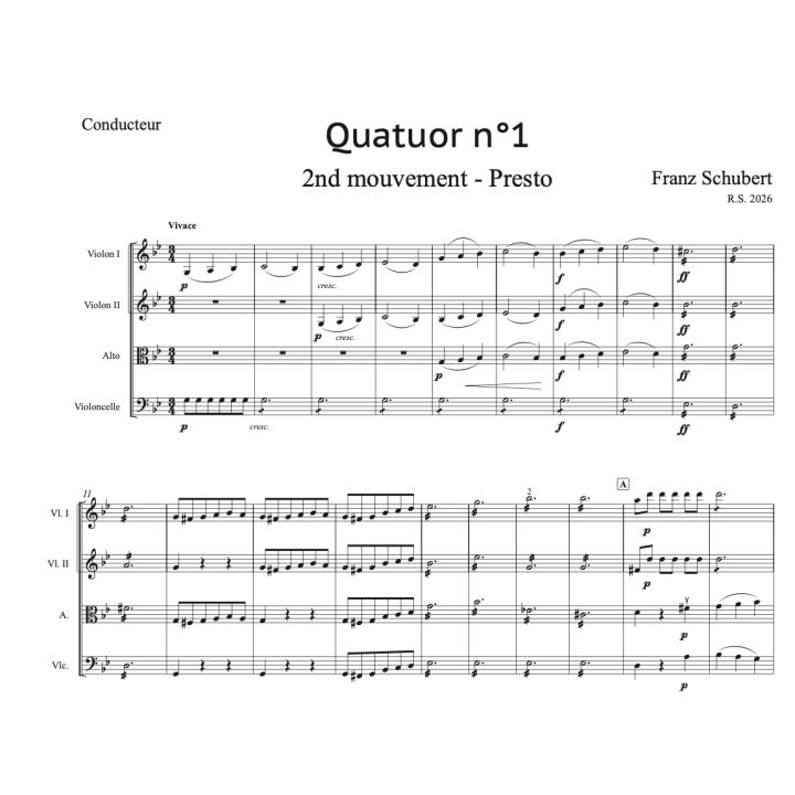 Schubert - 1er quatuor - 2nd mouvement