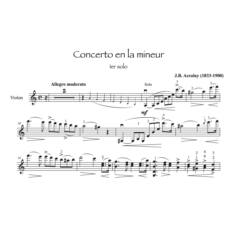 Accolay - Concerto pour violon en la mineur