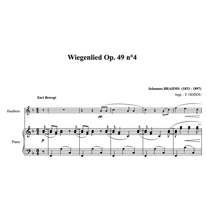 Brahms - Wiegenlied - Hautbois et piano
