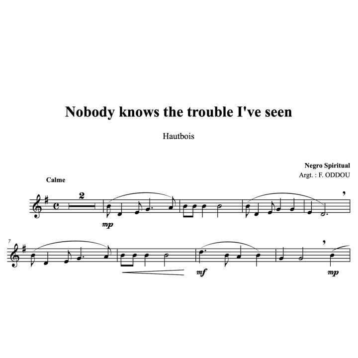 Nobody knows - Gospel pour hautbois et piano