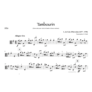 Caix d'Hervelois - Tambourin - Alto et piano