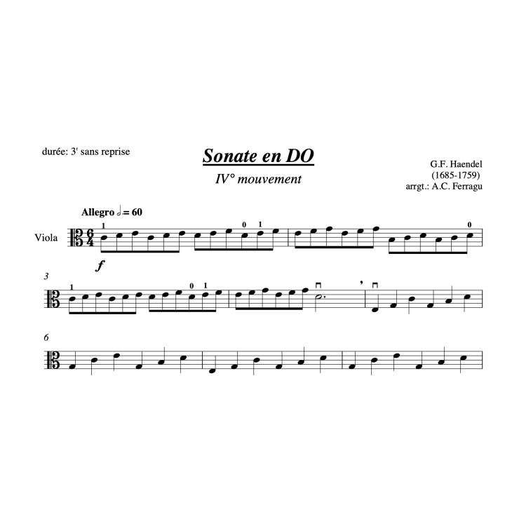 Haendel - Sonate en do - Alto et piano