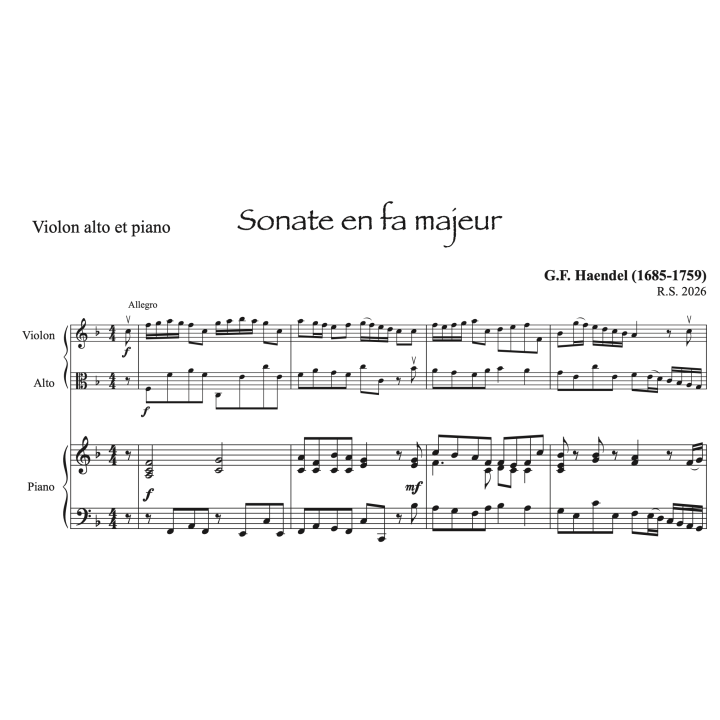 Haendel - Sonate en fa - Violon alto et piano