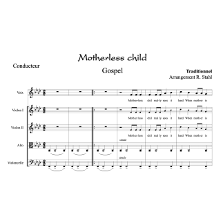Motherless child - Gospel  pour quatuor et chant