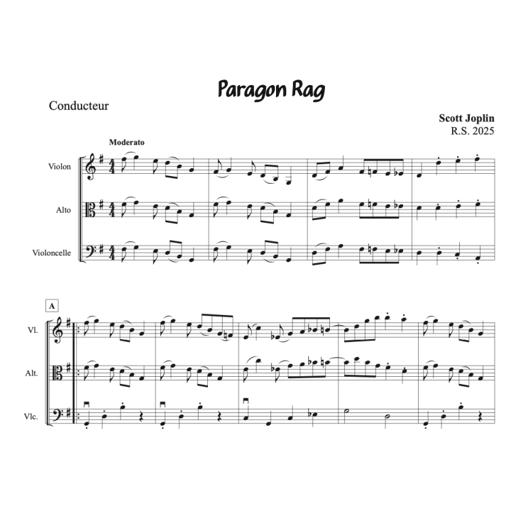 Joplin - Paragon Rag - Trio à cordes