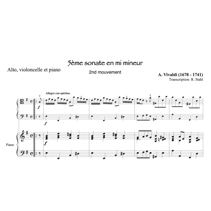 Vivaldi - Sonate en mi mineur - Alto violoncelle et piano