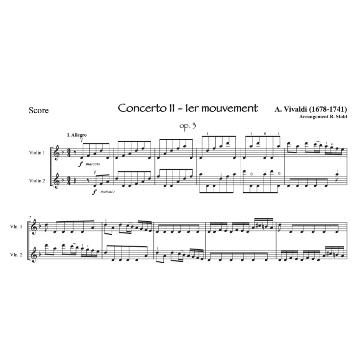 Vivaldi - Concerto op. 3 n°11 - 1er mvt - Orchestre