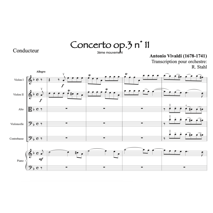 Vivaldi - Concerto op. 3 n°11 - 3ème mvt - Orchestre