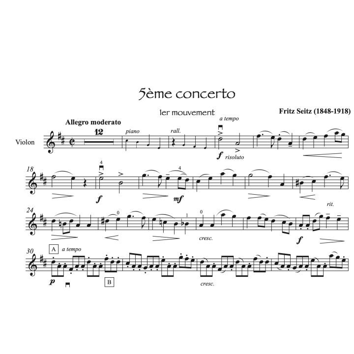 Seitz - 5ème concerto - violon et piano