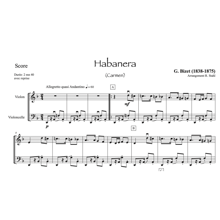 Bizet - Habanera - Violon et violoncelle