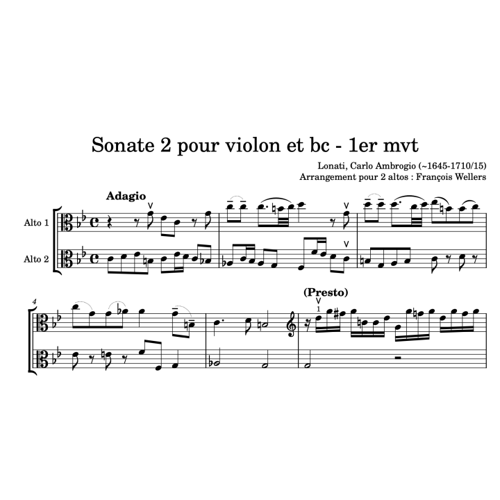 Lonati - Sonate pour 2 altos