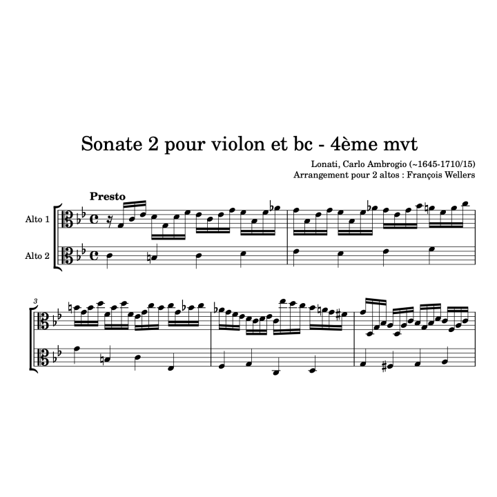 Lonati - Sonate pour 2 altos