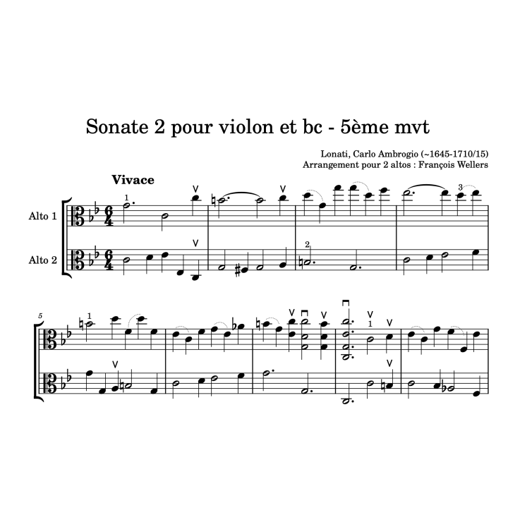 Lonati - Sonate pour 2 altos