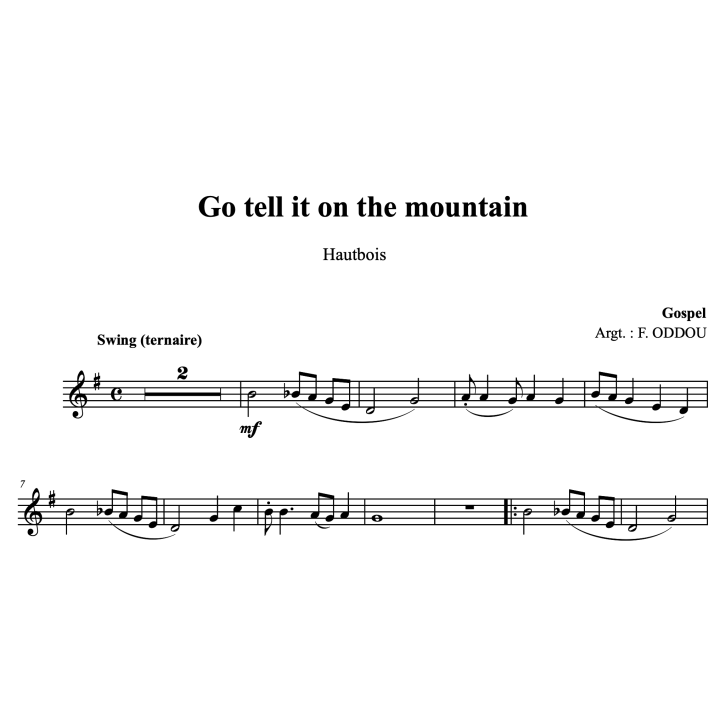 Gospel - Go tell it on the mountain - Hautbois et piano
