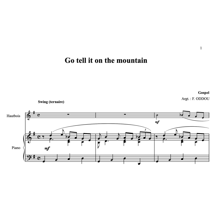 Gospel - Go tell it on the mountain - Hautbois et piano