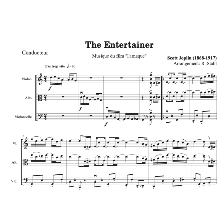 Joplin - The Entertainer - Trio à cordes