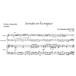 Haendel - Sonatę en fa - violon violoncelle et piano