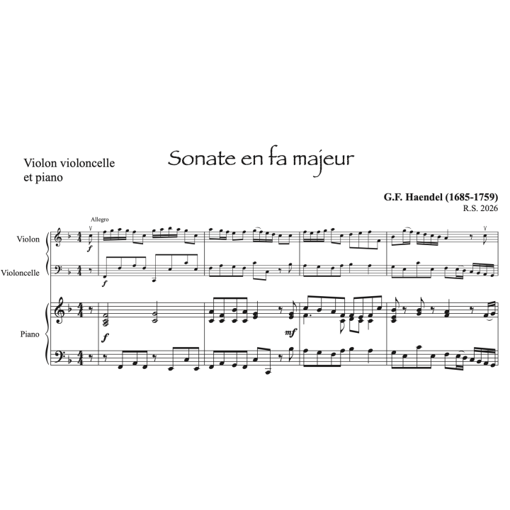 Haendel - Sonatę en fa - violon violoncelle et piano