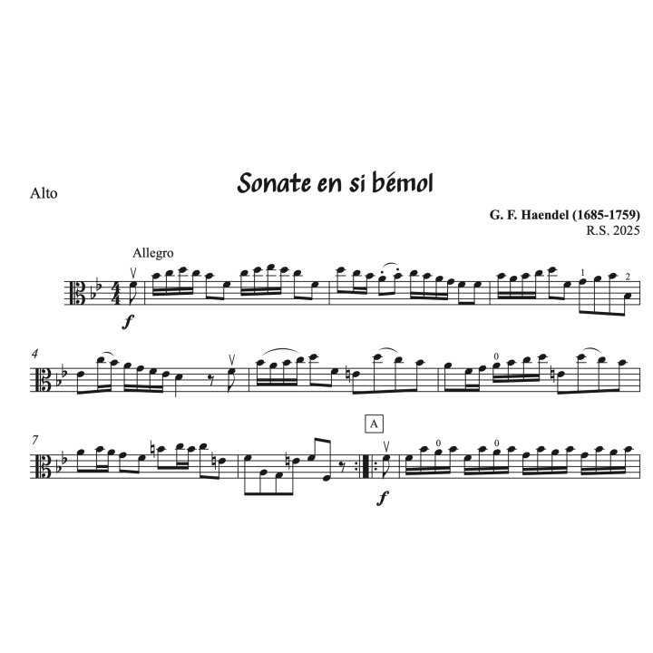 Haendel - Sonatę pour alto en sib majeur