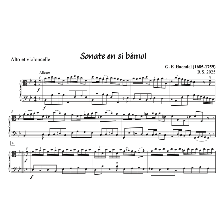 Haendel - Sonate en sib majeur pour alto et violoncelle