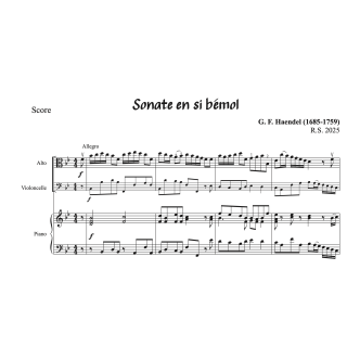 Haendel - Sonate en sib pour alto et violoncelle et piano
