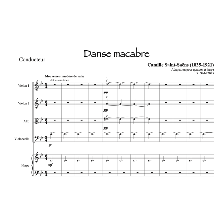 Saint-Saëns - Danse macabre - Quatuor et harpe