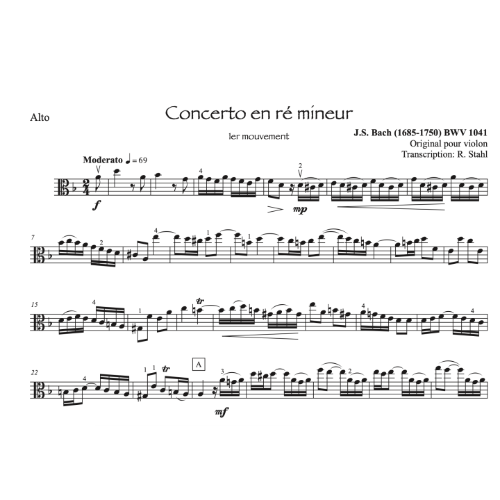 Bach - Concerto pour alto en ré mineur